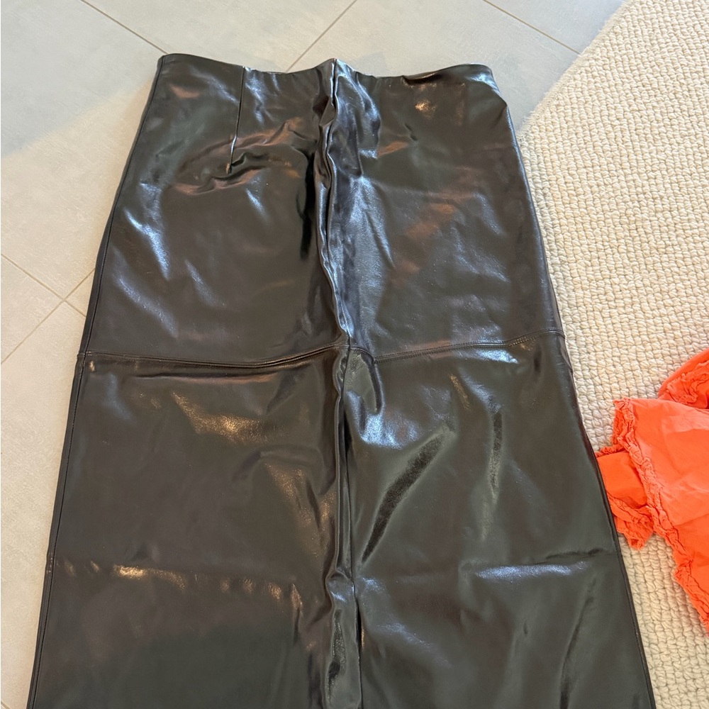 Brown Faux Leather Pencil Skirt